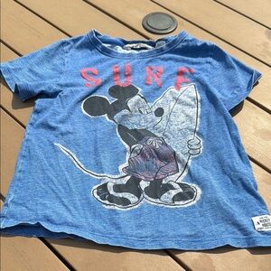 🎀5/6 Disney H&M short sleeve blue white T-shirt surf made to look vintage boys
